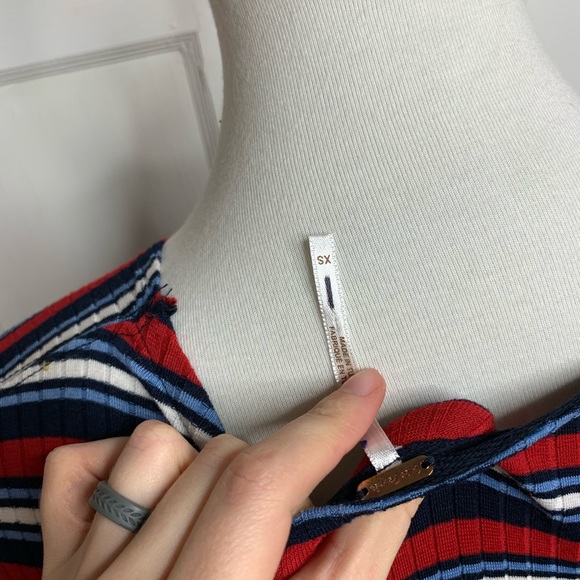 Free People Striped Vneck Crop Wrap Top - Picture 5 of 5